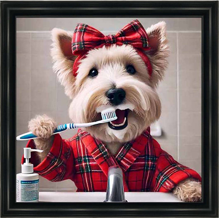 AN2195 Westie Brushing Teath