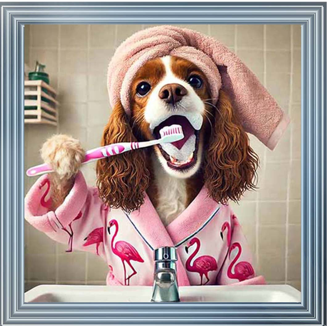 AN2197 Spaniel Brushing Teath