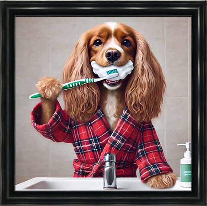 AN2198 Gold Spaniel Brushing Teath