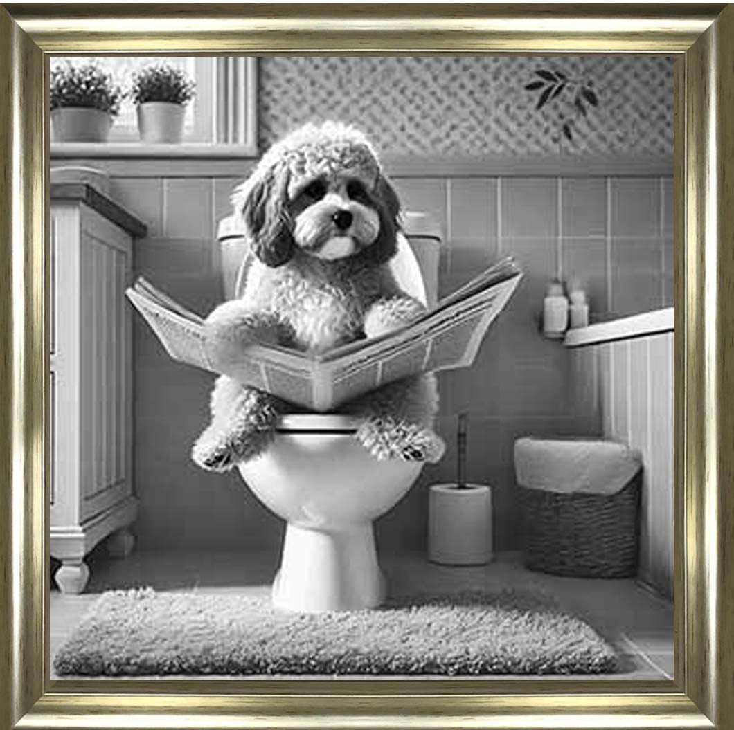 AN2207 COCKAPOO ON THE TOILET