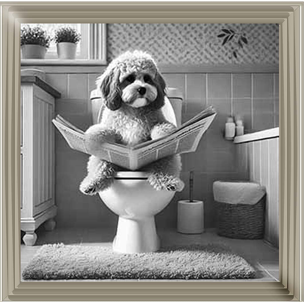 AN2207 COCKAPOO ON THE TOILET