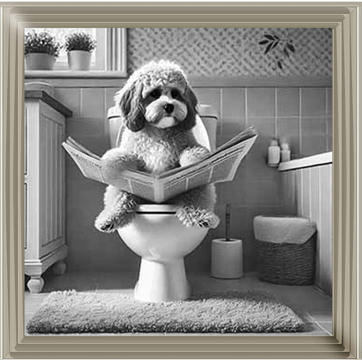 AN2207 COCKAPOO ON THE TOILET