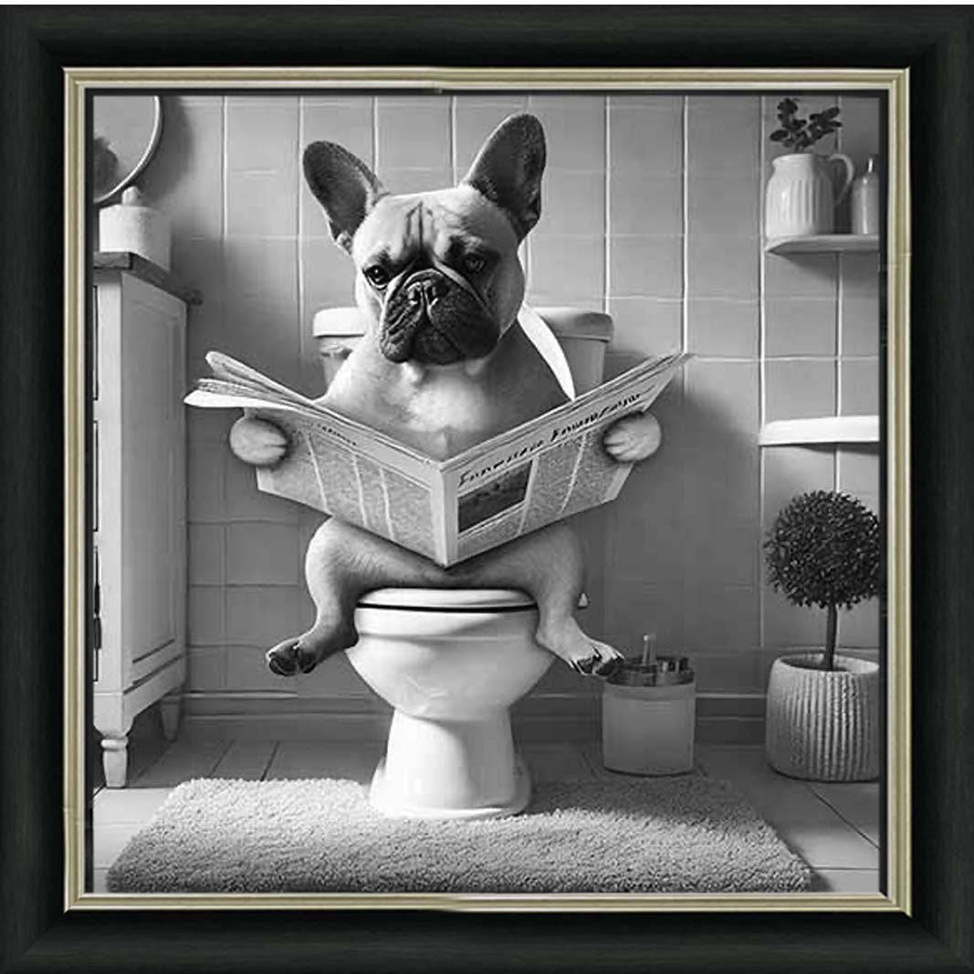 AN2208 FRENCH BULLDOG ON THE TOILET