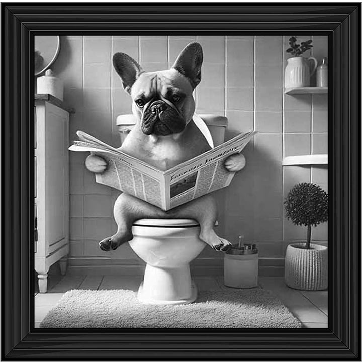 AN2208 FRENCH BULLDOG ON THE TOILET