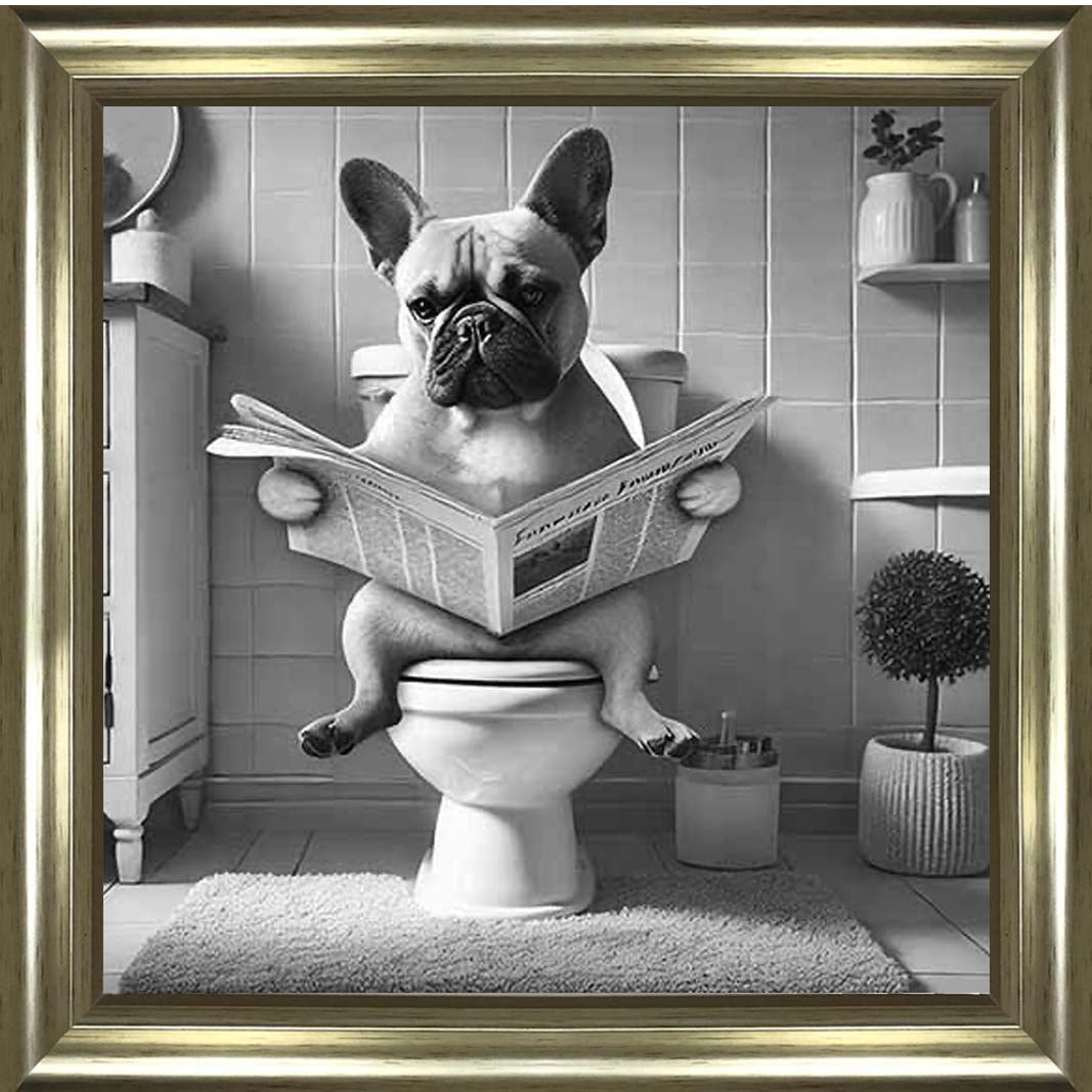 AN2208 FRENCH BULLDOG ON THE TOILET