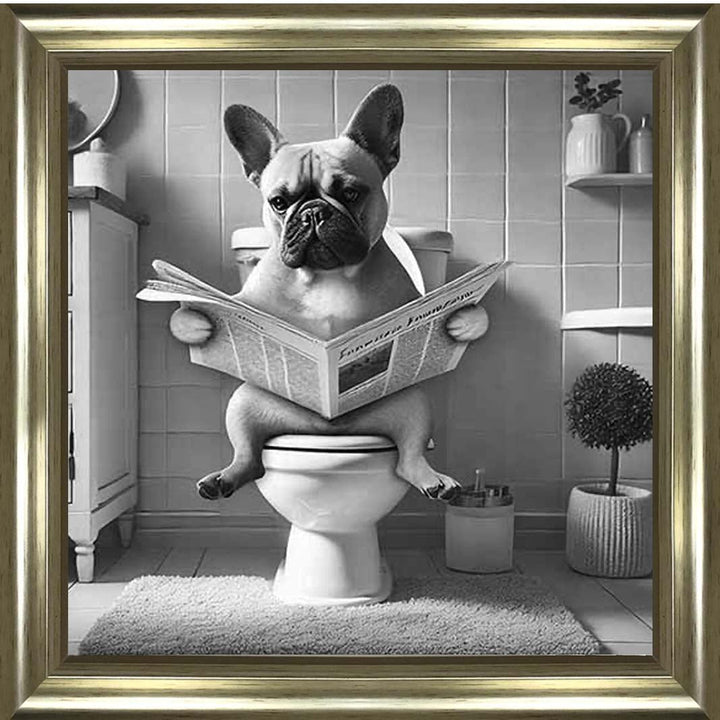 AN2208 FRENCH BULLDOG ON THE TOILET