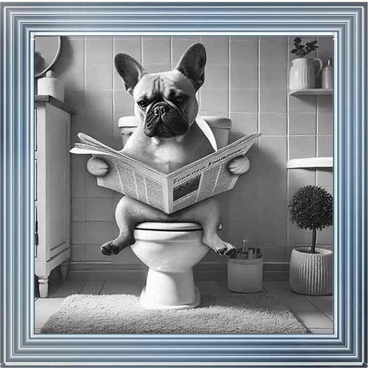 AN2208 FRENCH BULLDOG ON THE TOILET