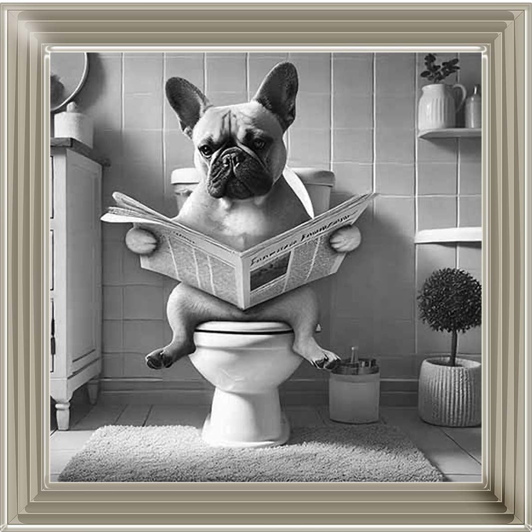 AN2208 FRENCH BULLDOG ON THE TOILET