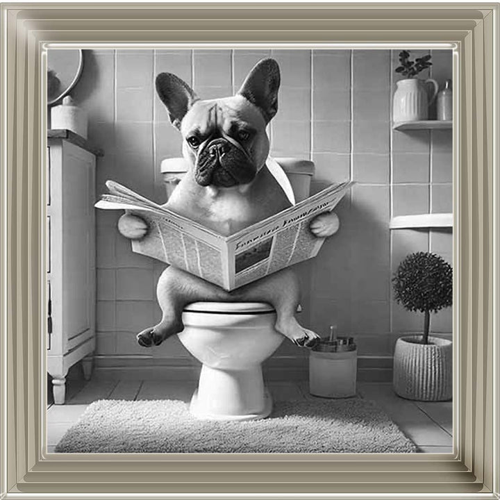 AN2208 FRENCH BULLDOG ON THE TOILET