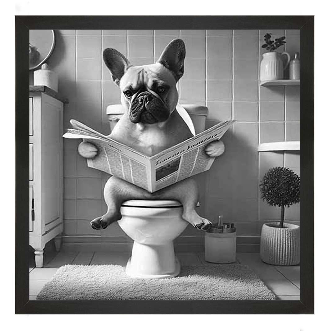 AN2208 FRENCH BULLDOG ON THE TOILET