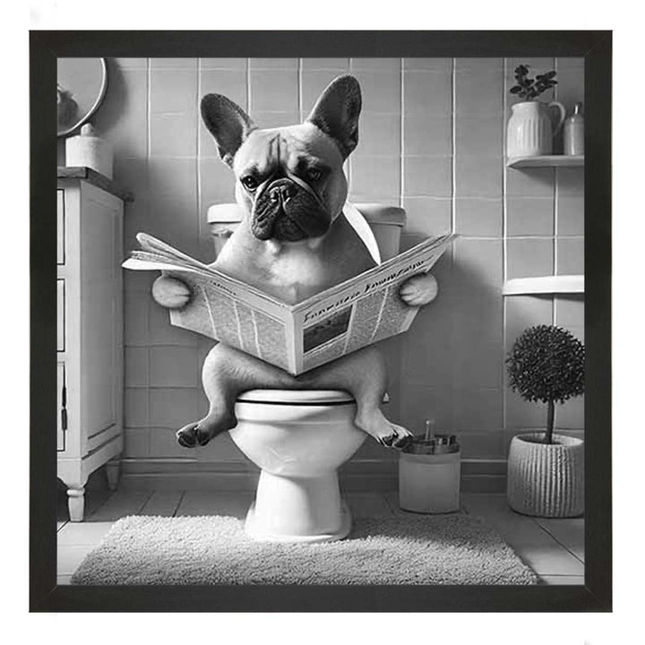AN2208 FRENCH BULLDOG ON THE TOILET