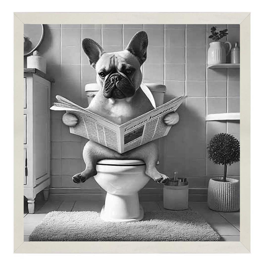 AN2208 FRENCH BULLDOG ON THE TOILET