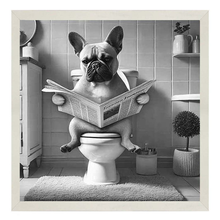 AN2208 FRENCH BULLDOG ON THE TOILET