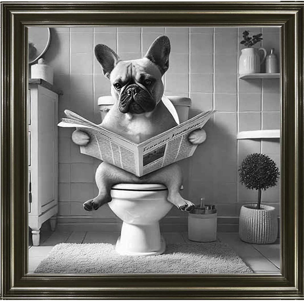 AN2208 FRENCH BULLDOG ON THE TOILET