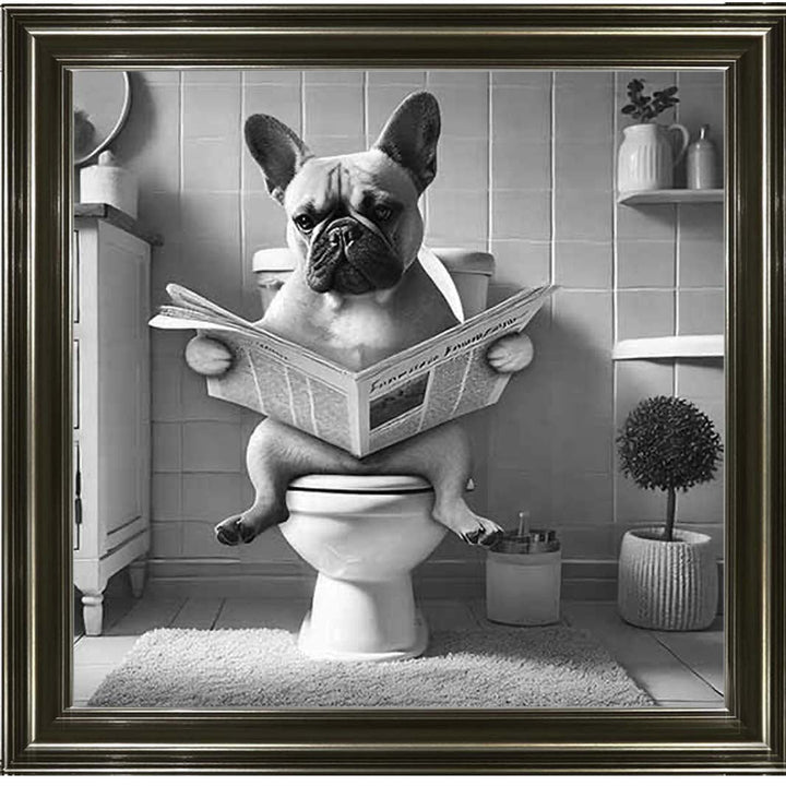 AN2208 FRENCH BULLDOG ON THE TOILET