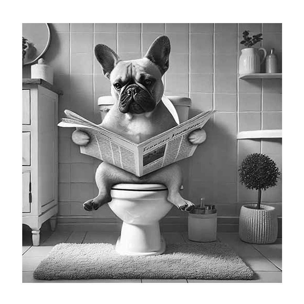 AN2208 FRENCH BULLDOG ON THE TOILET