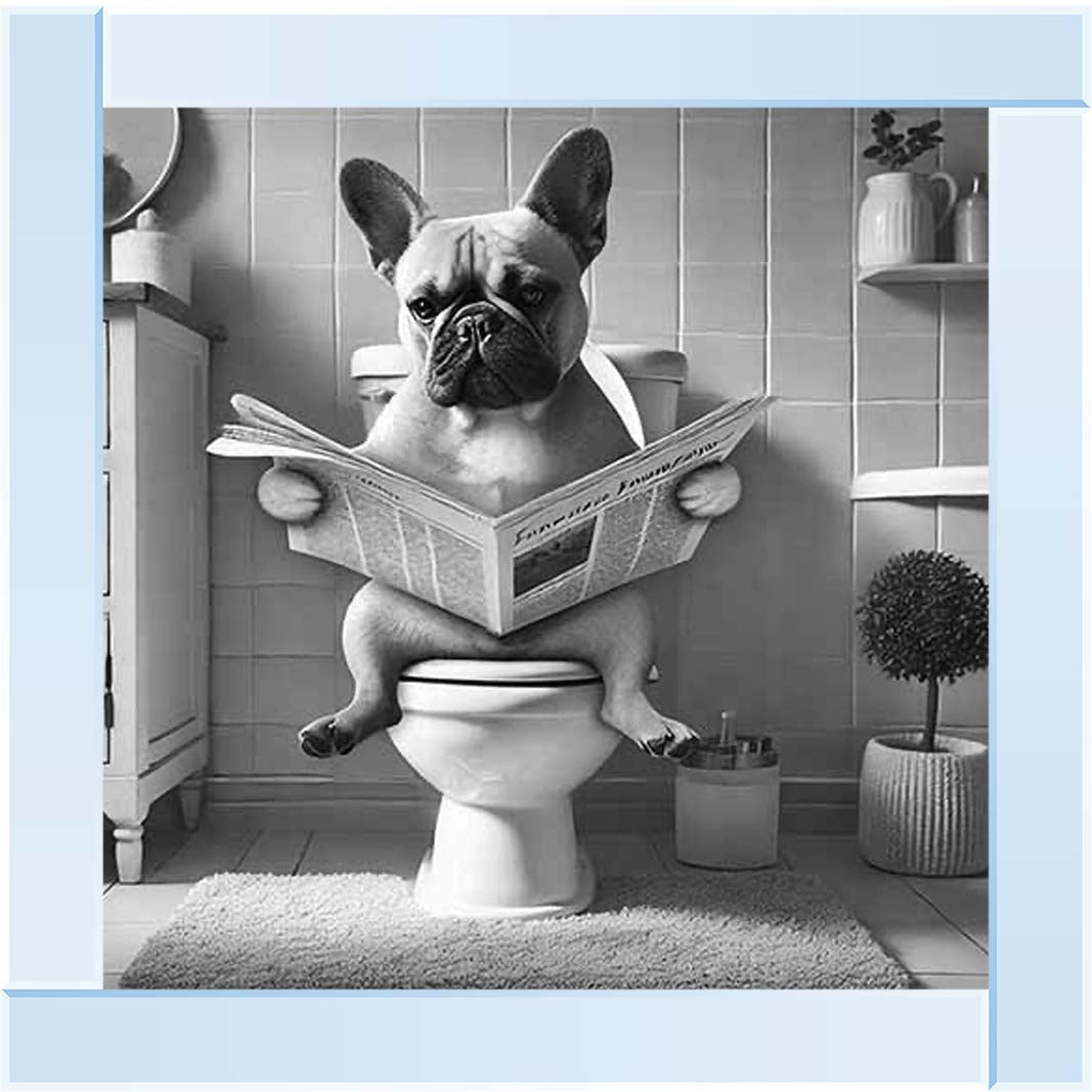 AN2208 FRENCH BULLDOG ON THE TOILET