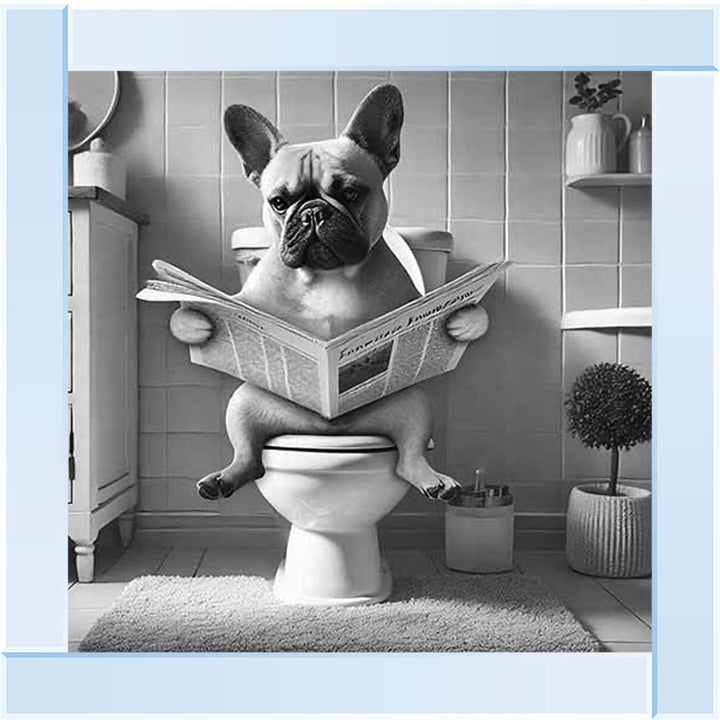 AN2208 FRENCH BULLDOG ON THE TOILET