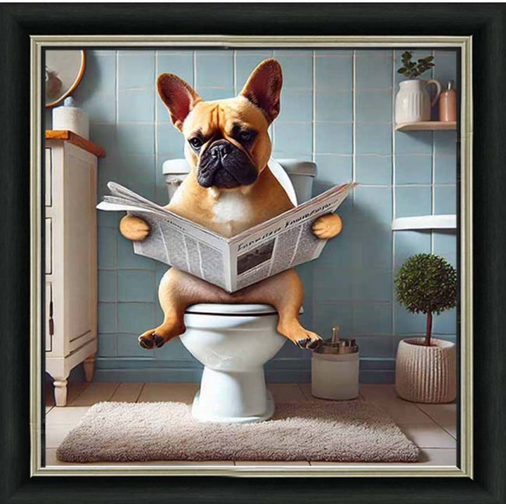 AN2208-C French Bulldog Sitting on Toilet