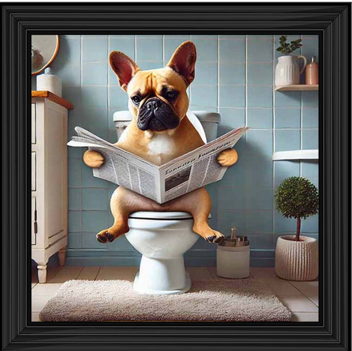 AN2208-C French Bulldog Sitting on Toilet