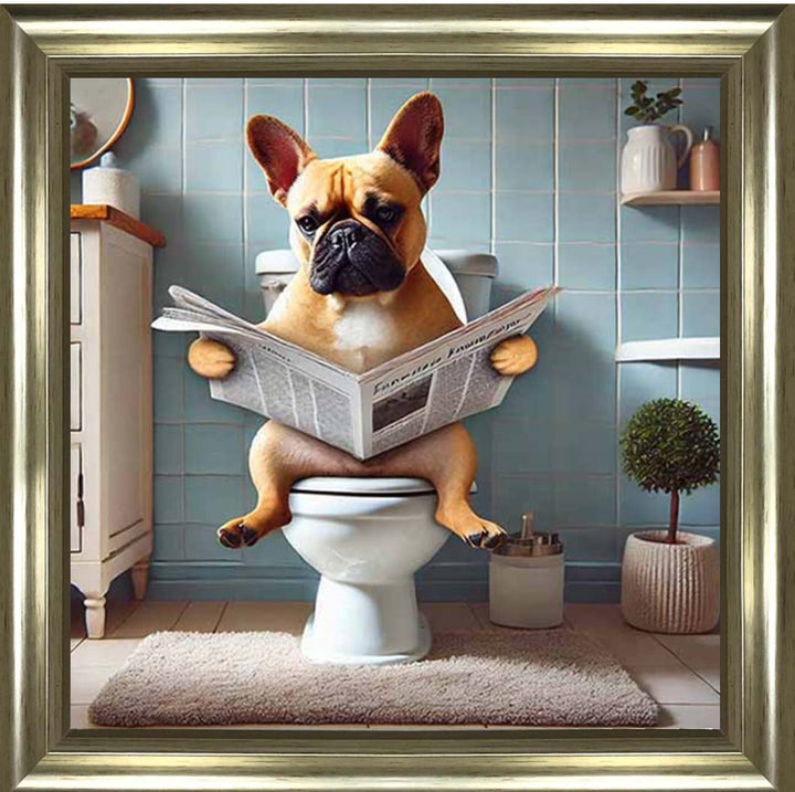 AN2208-C French Bulldog Sitting on Toilet