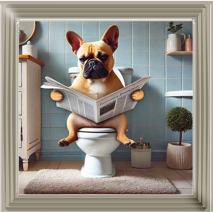 AN2208-C French Bulldog Sitting on Toilet
