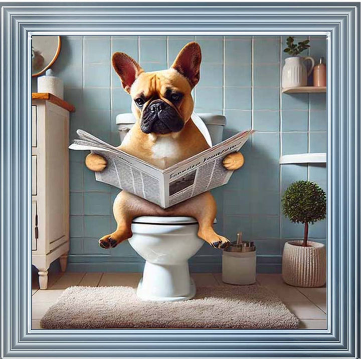 AN2208-C French Bulldog Sitting on Toilet