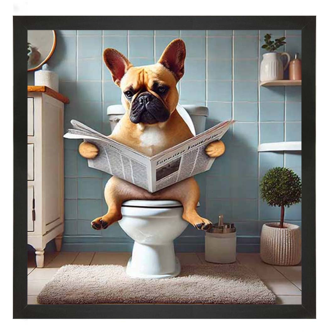 AN2208-C French Bulldog Sitting on Toilet