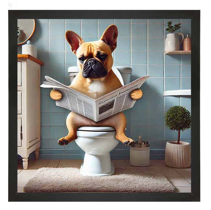 AN2208-C French Bulldog Sitting on Toilet