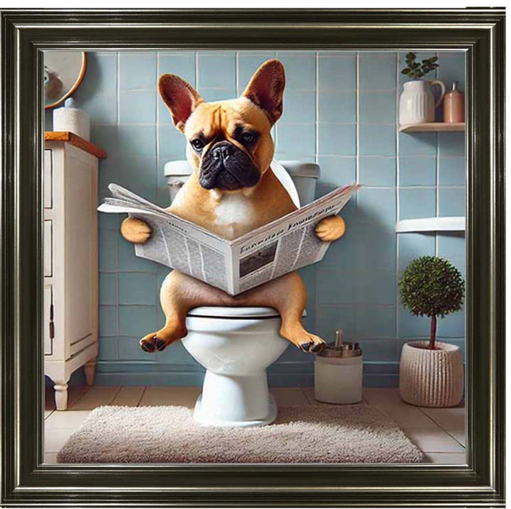 AN2208-C French Bulldog Sitting on Toilet