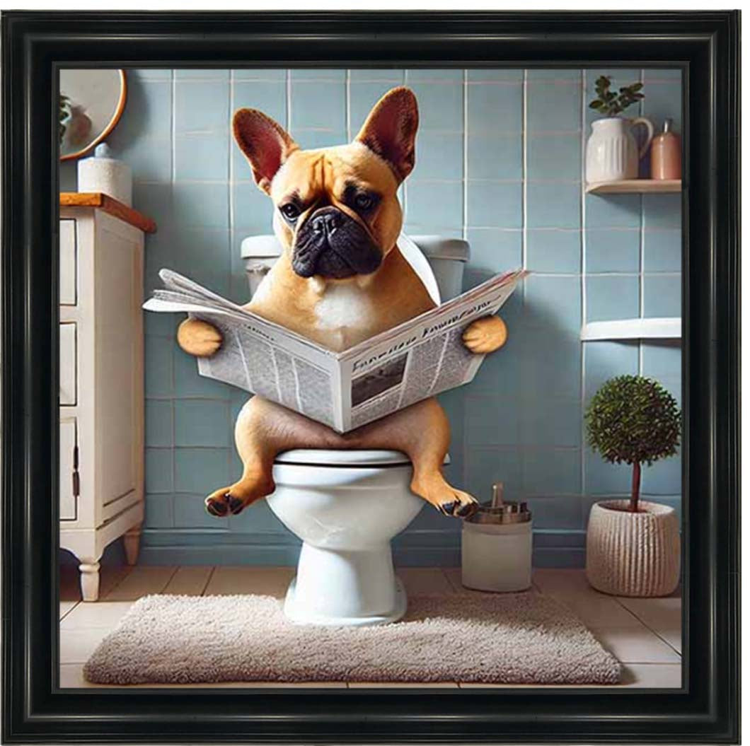 AN2208-C French Bulldog Sitting on Toilet