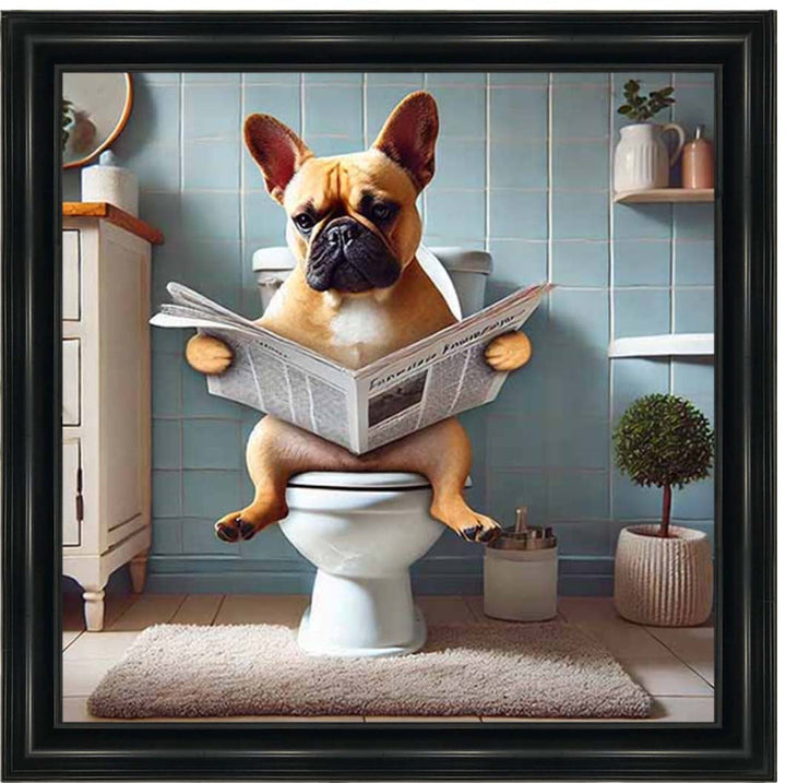 AN2208-C French Bulldog Sitting on Toilet