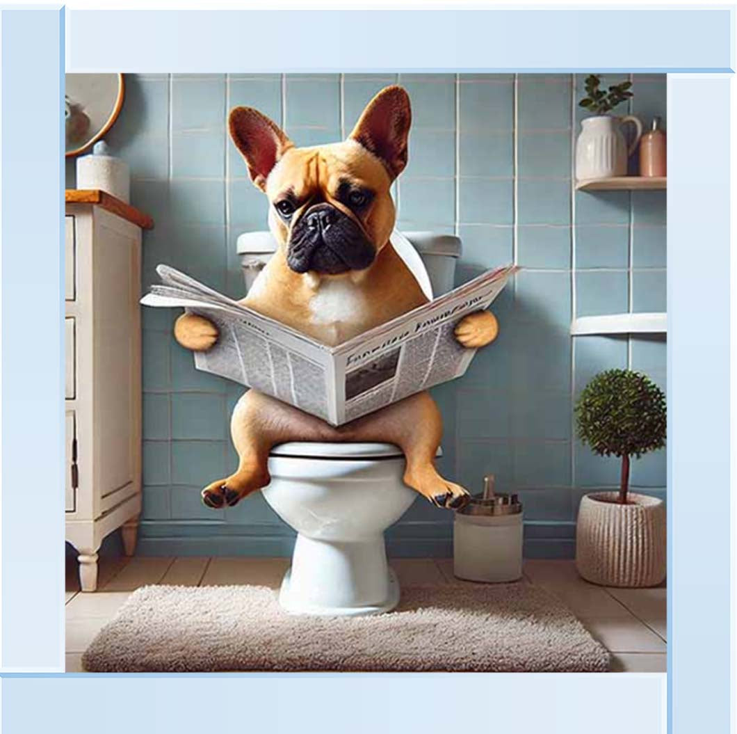 AN2208-C French Bulldog Sitting on Toilet