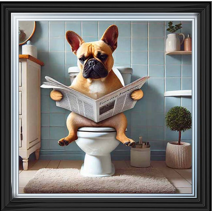 AN2208-C French Bulldog Sitting on Toilet