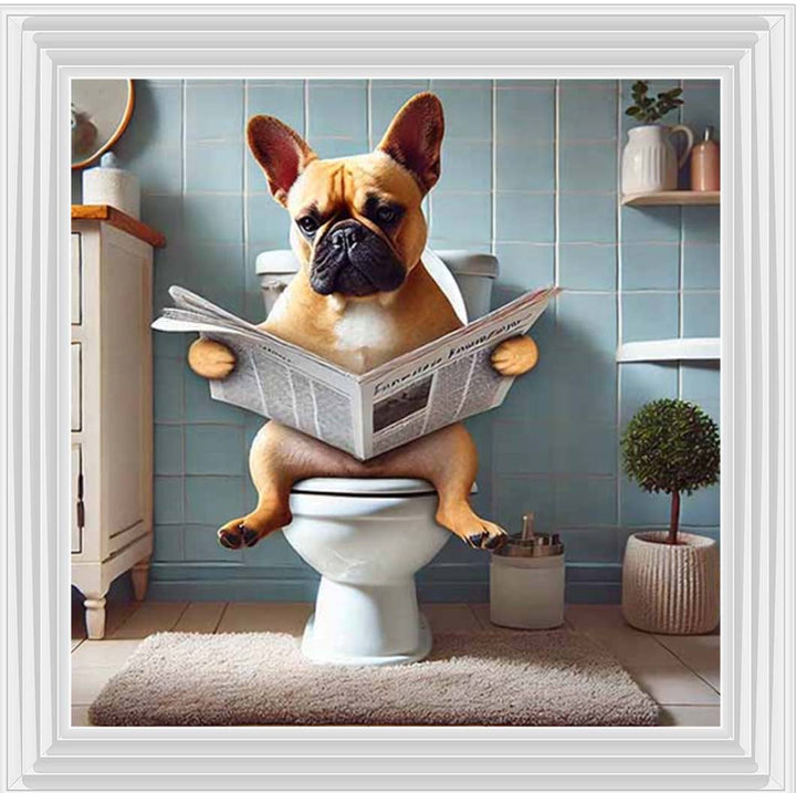 AN2208-C French Bulldog Sitting on Toilet