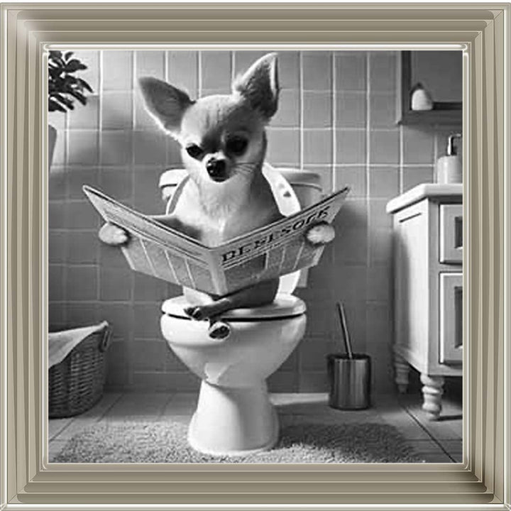 AN2209 CHIHUAHUA ON THE TOILET