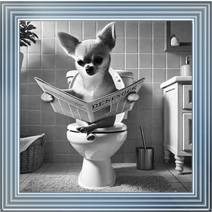 AN2209 CHIHUAHUA ON THE TOILET