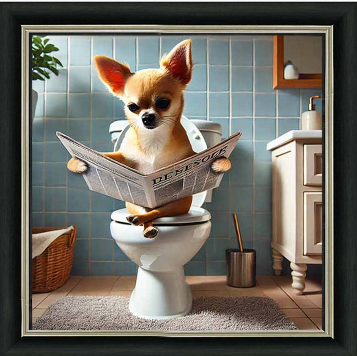 AN2209-C Chihuahua Sitting on Toilet