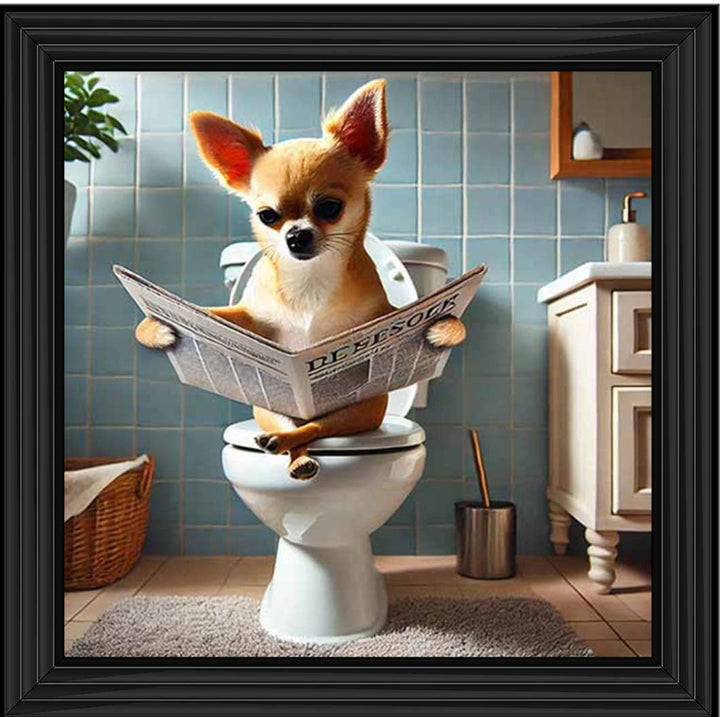 AN2209-C Chihuahua Sitting on Toilet