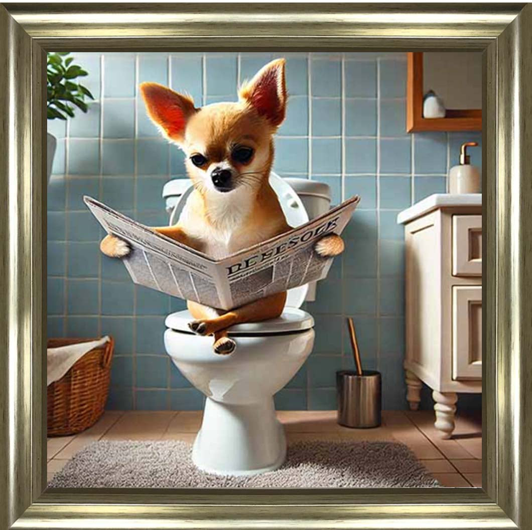 AN2209-C Chihuahua Sitting on Toilet