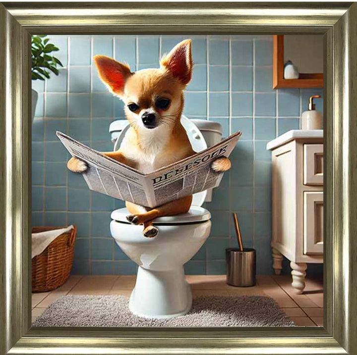AN2209-C Chihuahua Sitting on Toilet