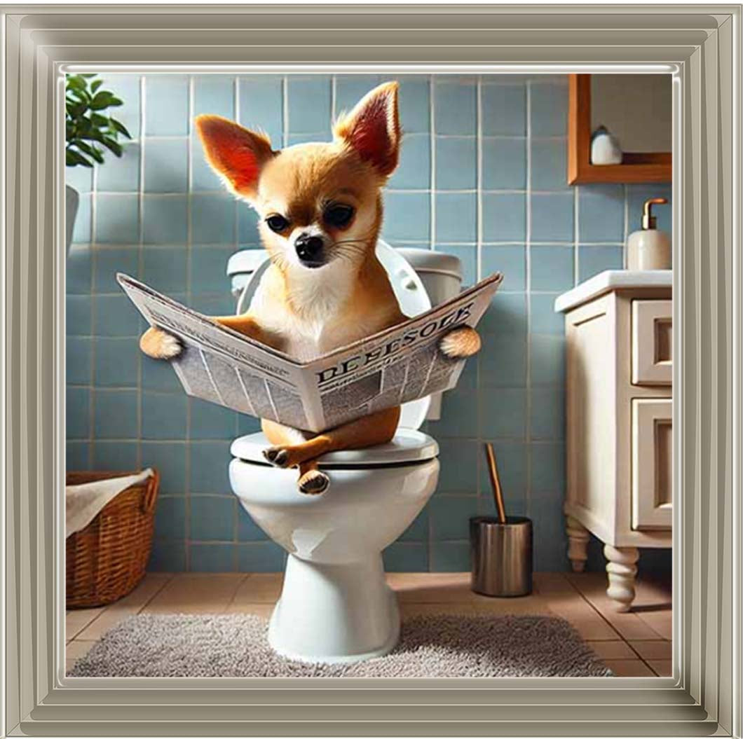 AN2209-C Chihuahua Sitting on Toilet