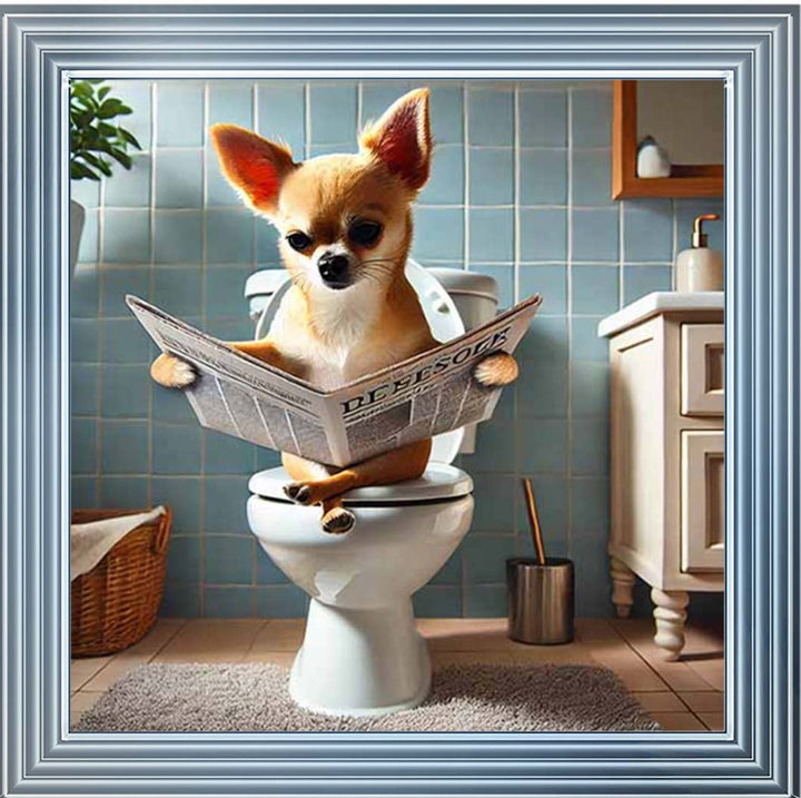 AN2209-C Chihuahua Sitting on Toilet
