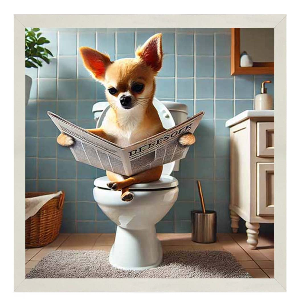 AN2209-C Chihuahua Sitting on Toilet