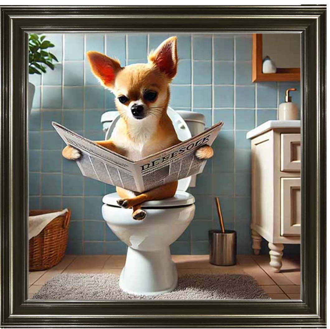 AN2209-C Chihuahua Sitting on Toilet