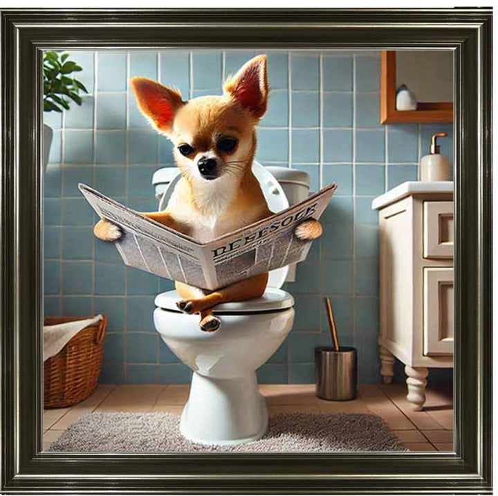 AN2209-C Chihuahua Sitting on Toilet