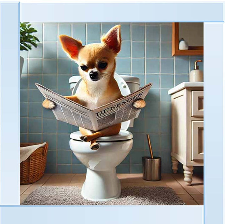 AN2209-C Chihuahua Sitting on Toilet