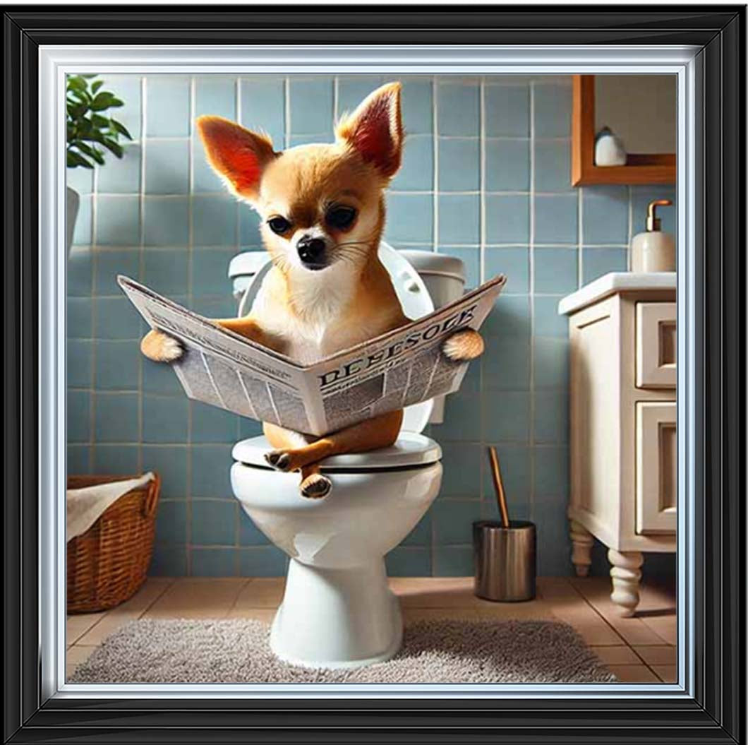 AN2209-C Chihuahua Sitting on Toilet