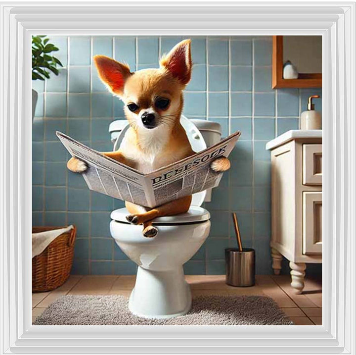 AN2209-C Chihuahua Sitting on Toilet