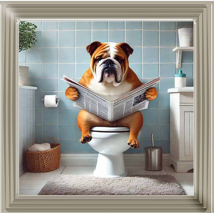 AN2210-C Bulldog Sitting on Toilet